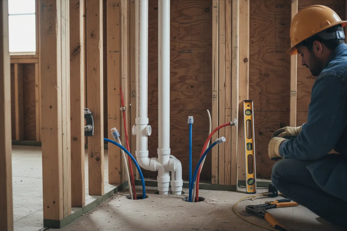Drain and supply rough-in during Drain Cleaning in Marysville
